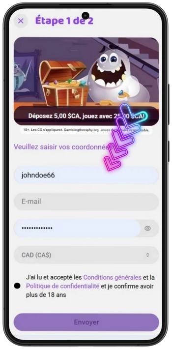 Remplissez les identifiants de première étape