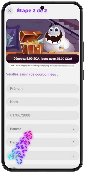 Entrez les informations personnelles
